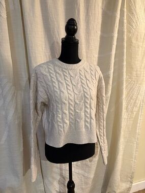 a new day Cream Cable-Knit Crewneck Sweater